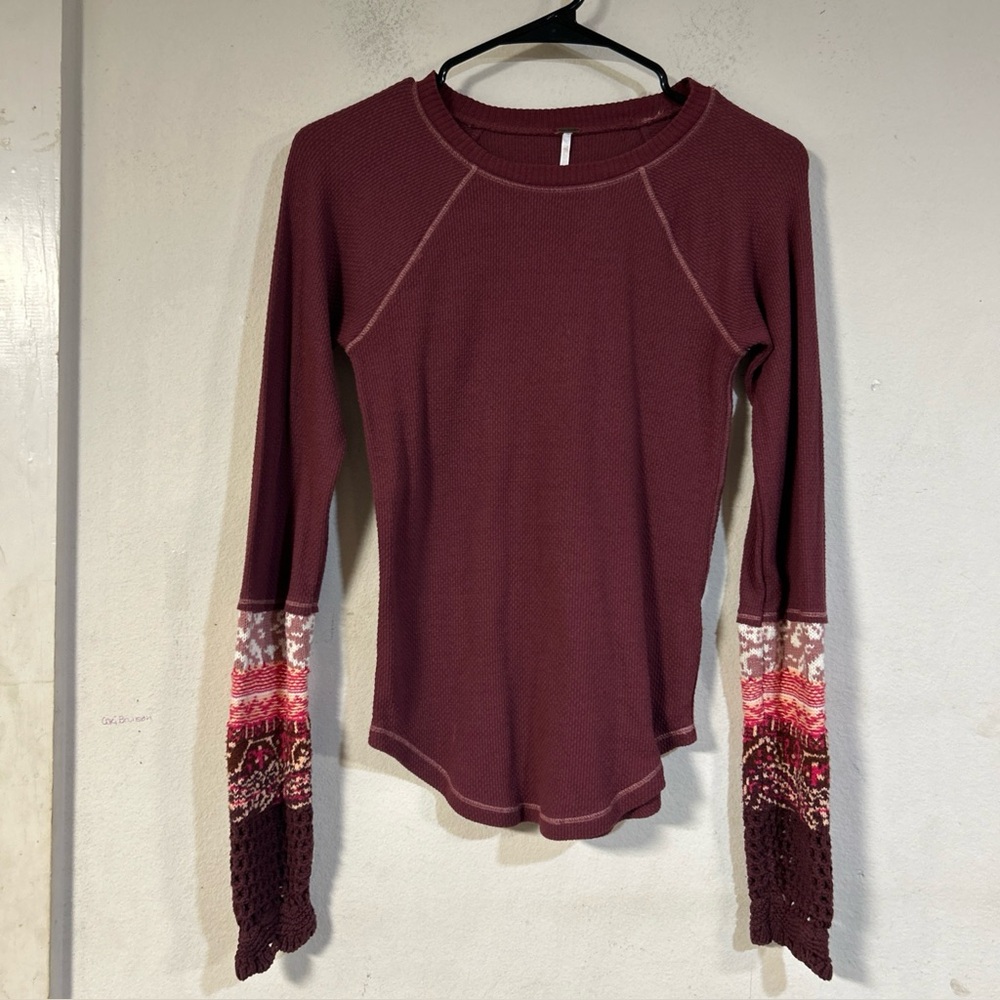 Free People Textured Knit Top - Deep Red